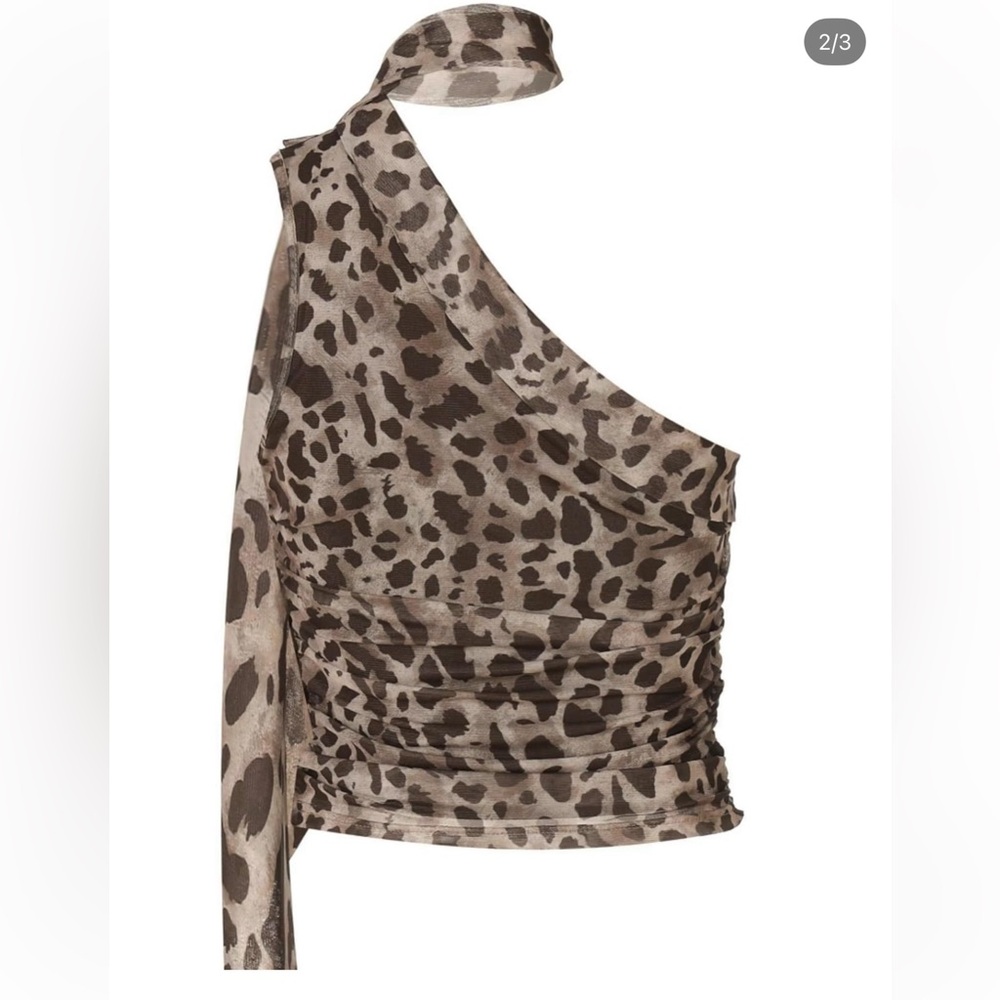 Leopard Print One-Shoulder Top